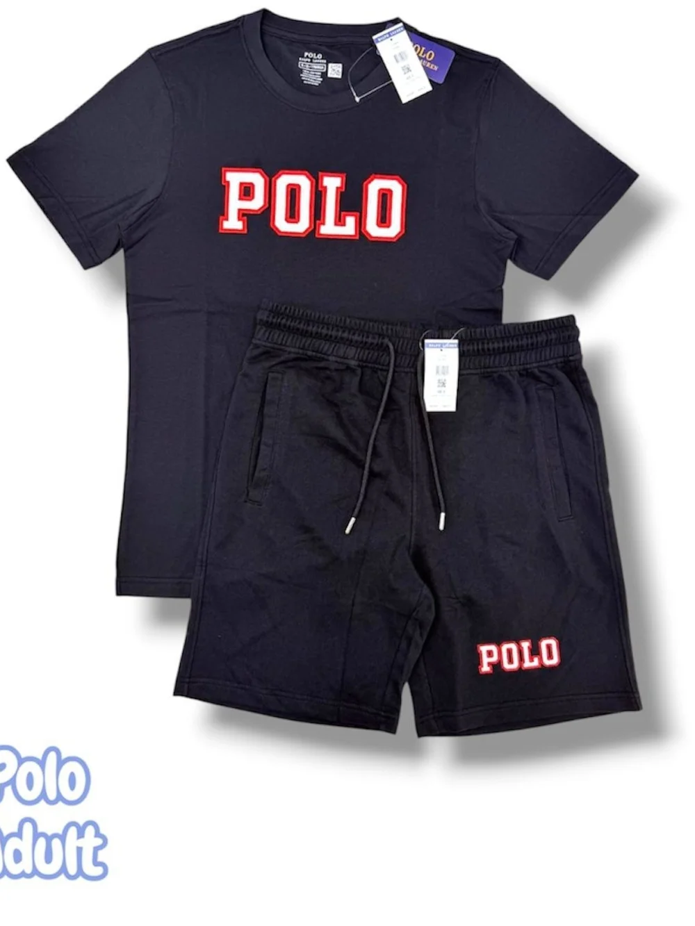Polo by Ralph Lauren Black Tee & Shorts Set with Red Logo